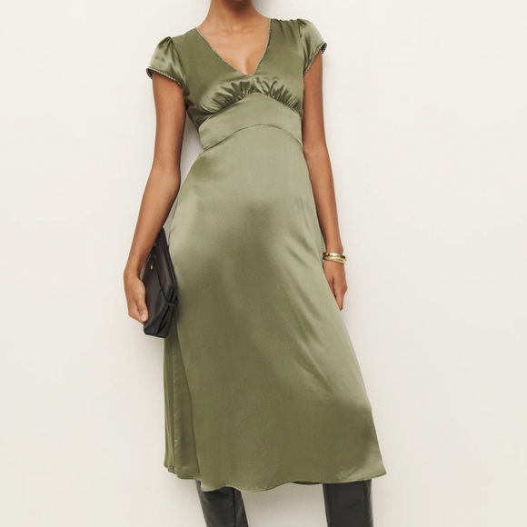 Reformation Dresses & Skirts - Reformation Cassie Silk Midi Dress in Aloe Vera Green